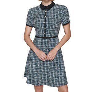Karl Lagerfeld tweed dress with buttons and bow